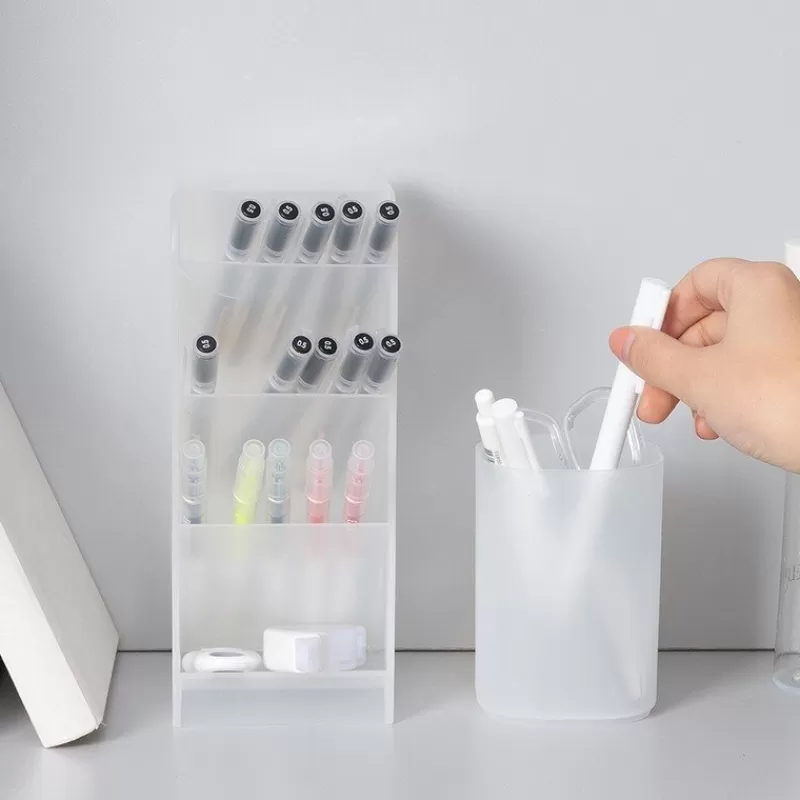 Cheap SOC Pen Holder Desk Organizer Cute Stationery 2021 For School Supplies Desktop Office Accessories Makeup Pencil Holder Brush Stand