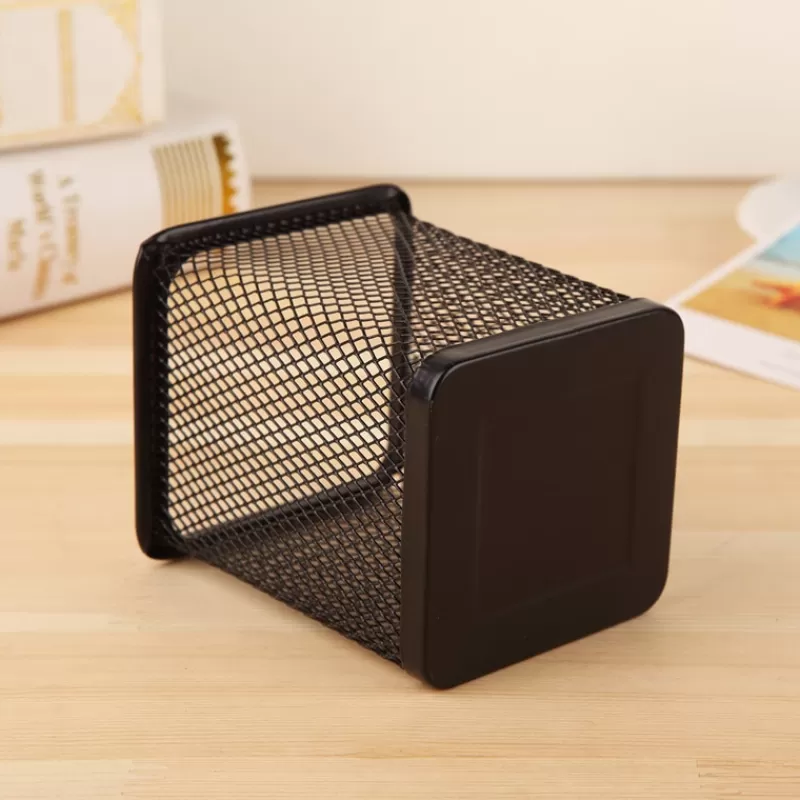 Flash Sale SOC Pencil Holder Office Desk Metal Mesh Square Pen Pot Case Stationery Container Organiser Durable Pencil Case Black