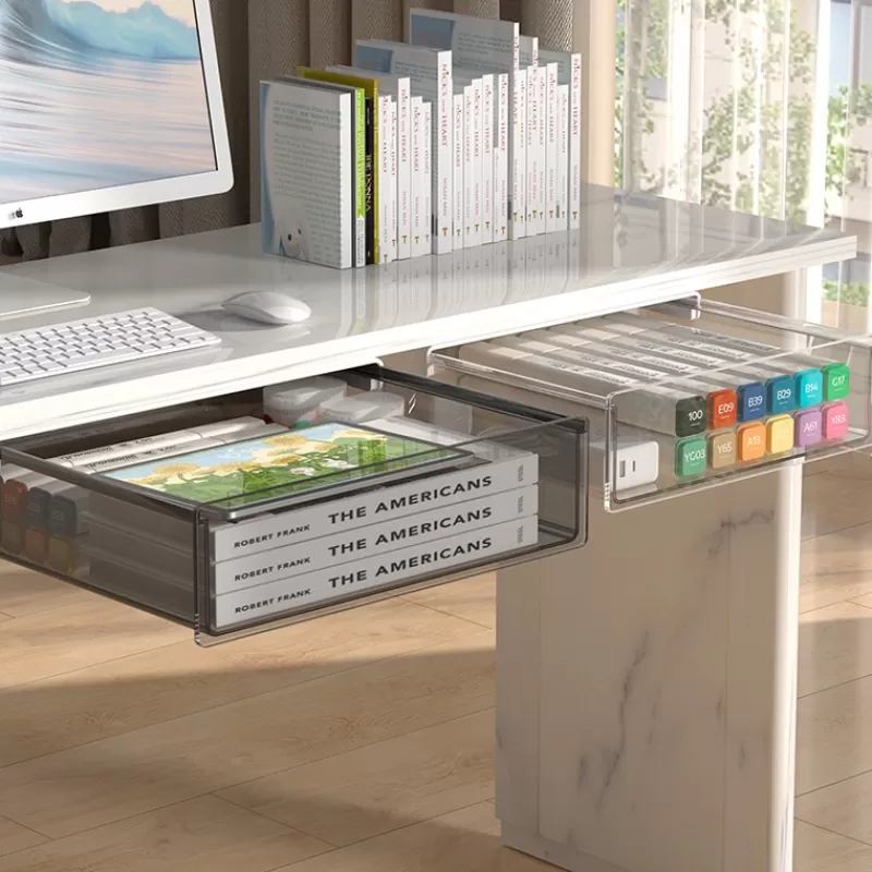 Flash Sale SOC Self Adhesive Under Desk Drawer Office Pen Holder Hidden Organizer Box Kitchen Knife And Fork Storage Tray Storage Box