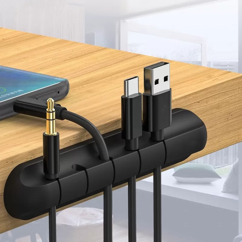 Online SOC Self-Adhesive Silicone Desktop Cable Manager Car Data Cable Fixing Buckle Learning Office Storage Tool Accessories Organizer