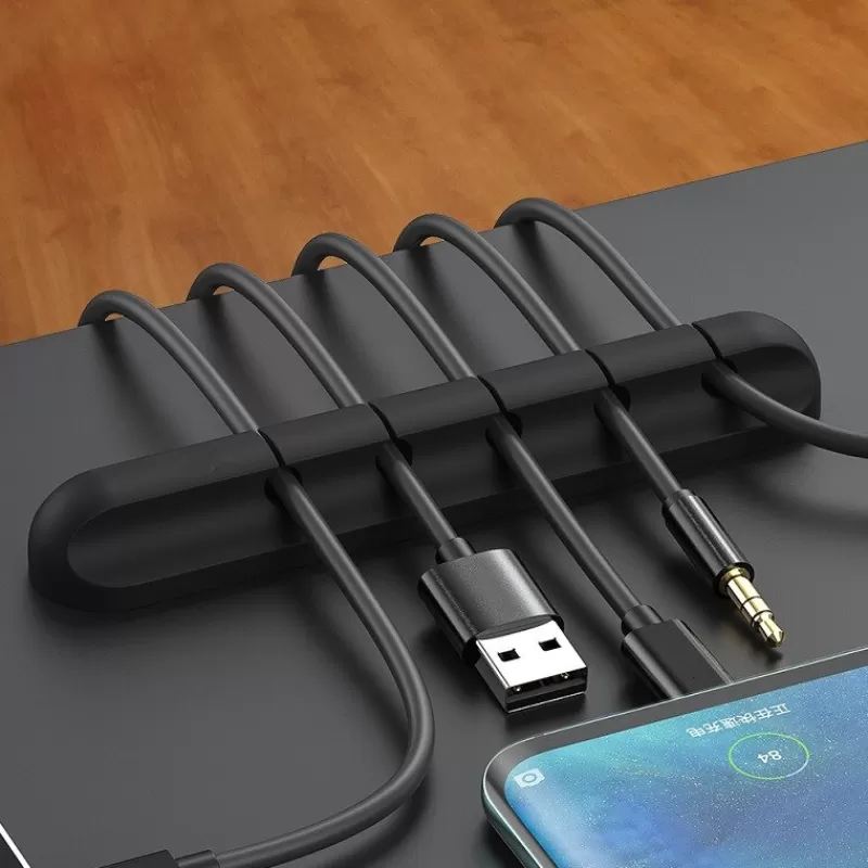 Online SOC Self-Adhesive Silicone Desktop Cable Manager Car Data Cable Fixing Buckle Learning Office Storage Tool Accessories Organizer