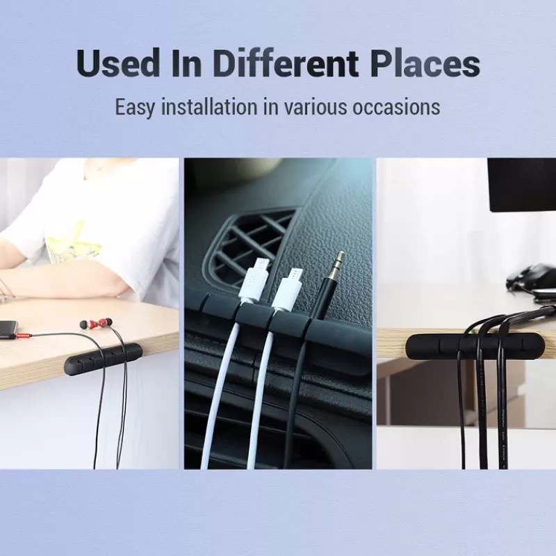 Online SOC Self-Adhesive Silicone Desktop Cable Manager Car Data Cable Fixing Buckle Learning Office Storage Tool Accessories Organizer