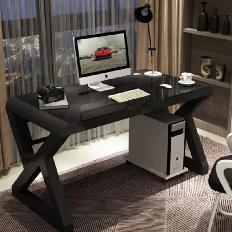 Outlet SOC Tempered Glass Computer Desk Home Office Simple Modern Desk Desktop Study Desk Office Desk Gaming Table