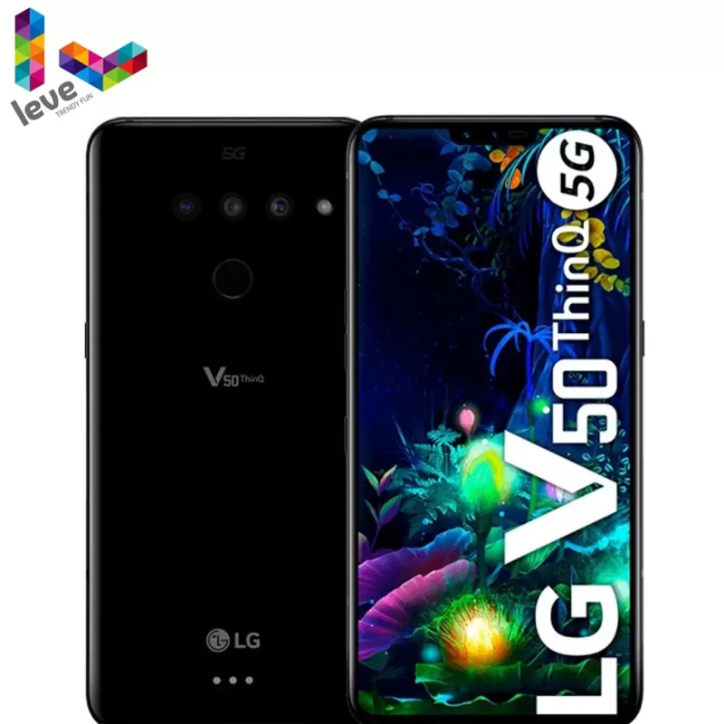 Best Sale SOC Unlocked LG V50 ThinQ Korean V500N Mobile Phone Octa Core 6.4″ 6GB RAM 128GB ROM NFC 3 2Cameras 16MP 4G LTE Android Smartphone black