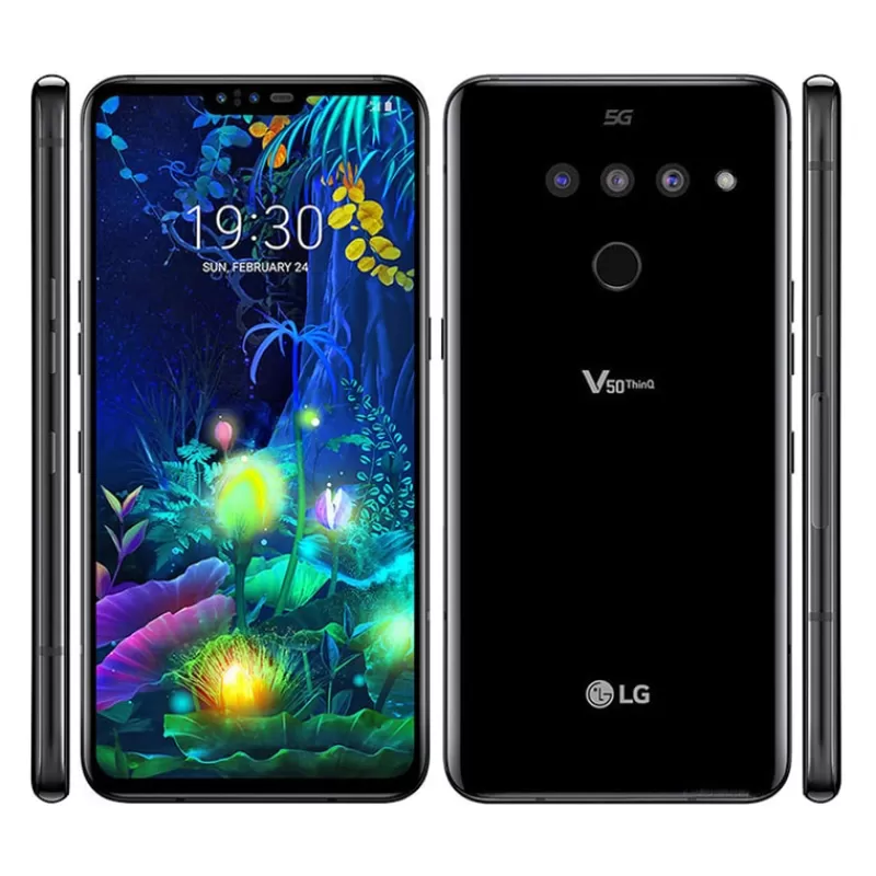 Best Sale SOC Unlocked LG V50 ThinQ Korean V500N Mobile Phone Octa Core 6.4″ 6GB RAM 128GB ROM NFC 3 2Cameras 16MP 4G LTE Android Smartphone black
