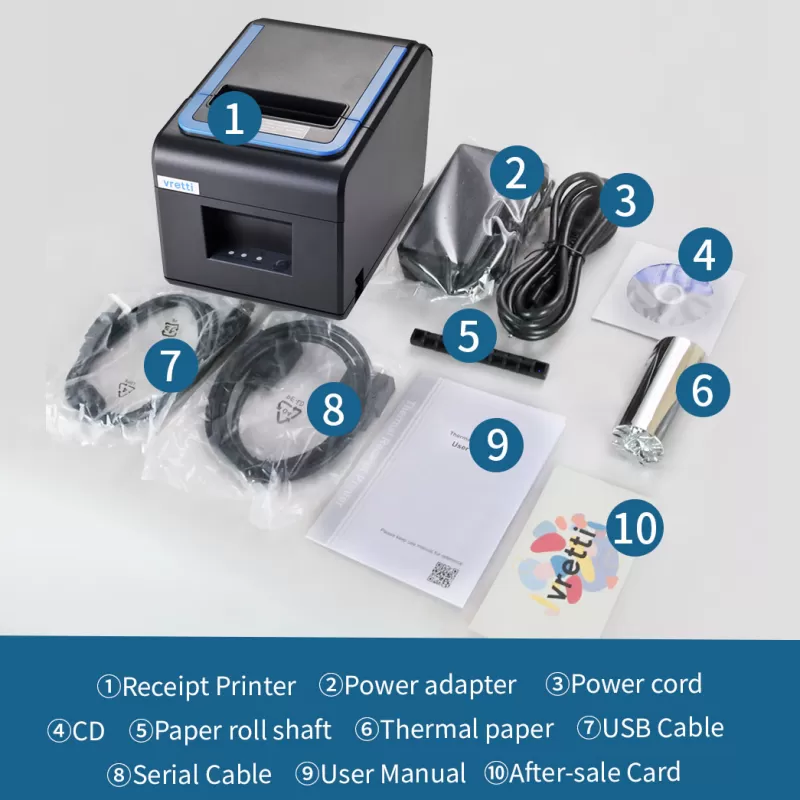 Fashion SOC Vretti V330M 80mm Thermal Receipt POS Printer For Windows Android IOS For Supermarket Store Multiple Interfaces Thermal Printer usb-serial-lan